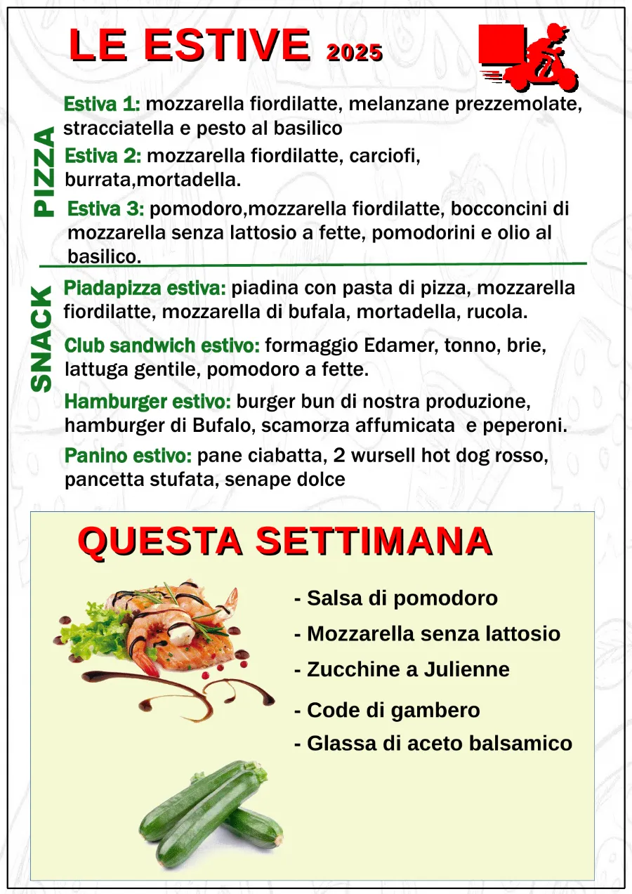 Listino online : Menu Nuovo listino Pizzaidea Ceggia